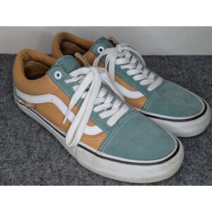 VANS UltraCush HD Old Skool Low Top Mustard Yellow/ Teal Suede Shoes Mens Size 8